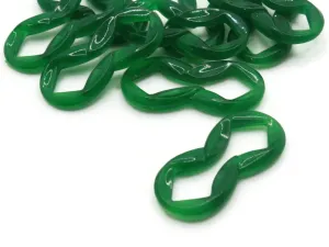 10 32mm Green Vintage Plastic Beads - Open Figure Eight Links