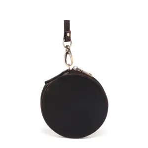 (Ø115mm) Leather Coin Purse Vintage Wallet Wallet with Hand Strap - Black