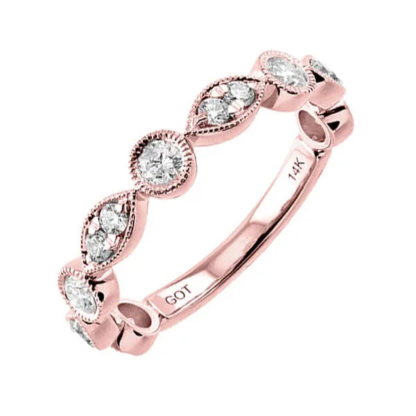 14KT Pink Gold & Diamond Stackable Fashion Ring  - 5/8 ctw