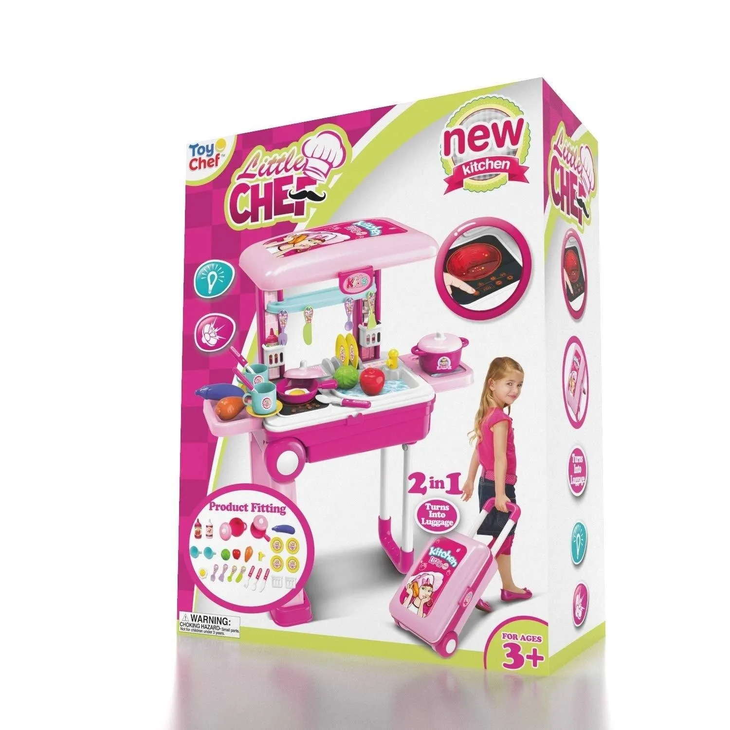 2-in-1 Pretend Play Game Travel Suitcase for Girls