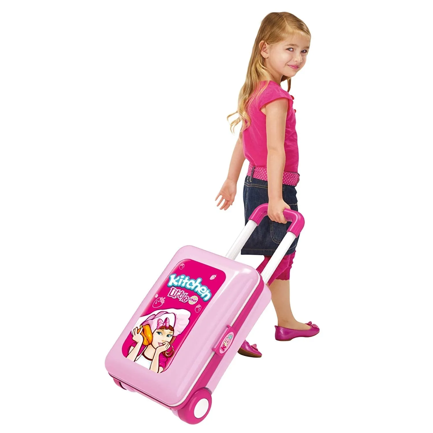 2-in-1 Pretend Play Game Travel Suitcase for Girls