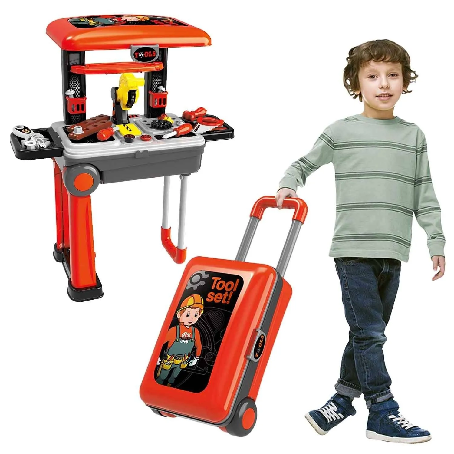2-in-1 Pretend Play Game Travel Suitcase for Girls