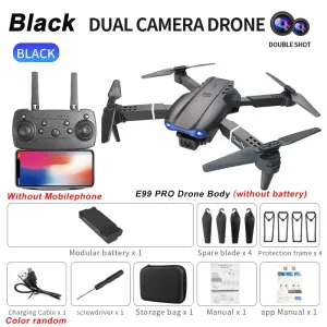 2024 E99Pro RC Drone 4K Professinal with 1080P Wide Angle HD Camera Foldable Helicopter WIFI FPV Height Hold Gift Toy