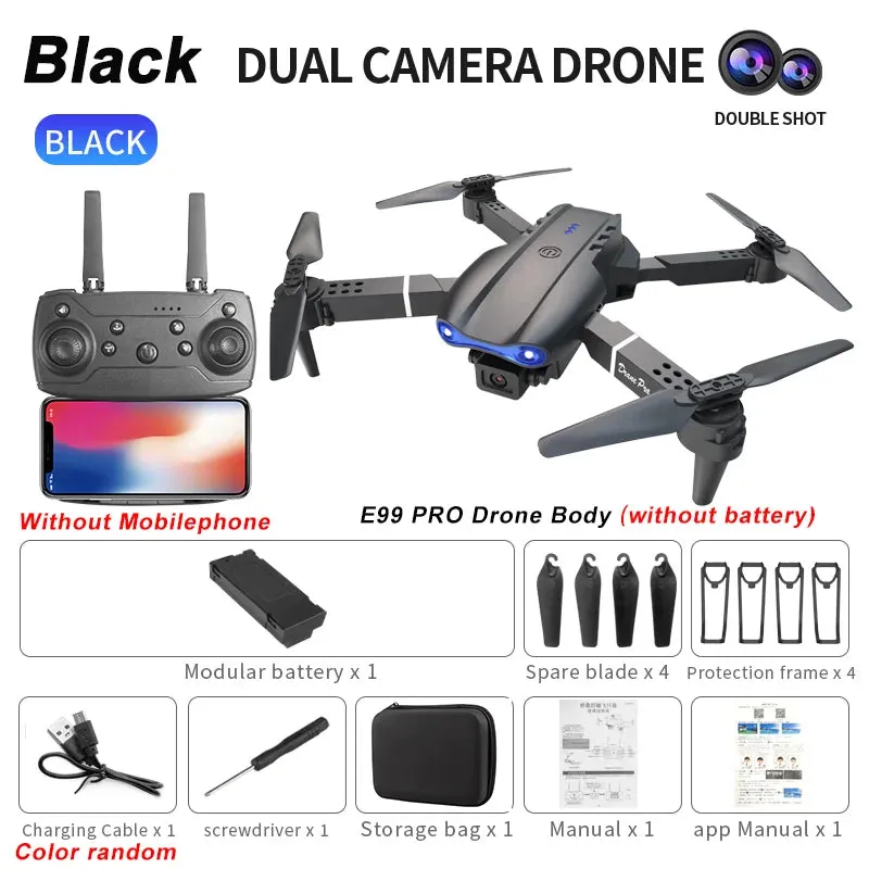 2024 E99Pro RC Drone 4K Professinal with 1080P Wide Angle HD Camera Foldable Helicopter WIFI FPV Height Hold Gift Toy