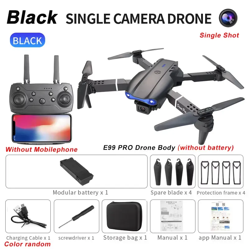2024 E99Pro RC Drone 4K Professinal with 1080P Wide Angle HD Camera Foldable Helicopter WIFI FPV Height Hold Gift Toy