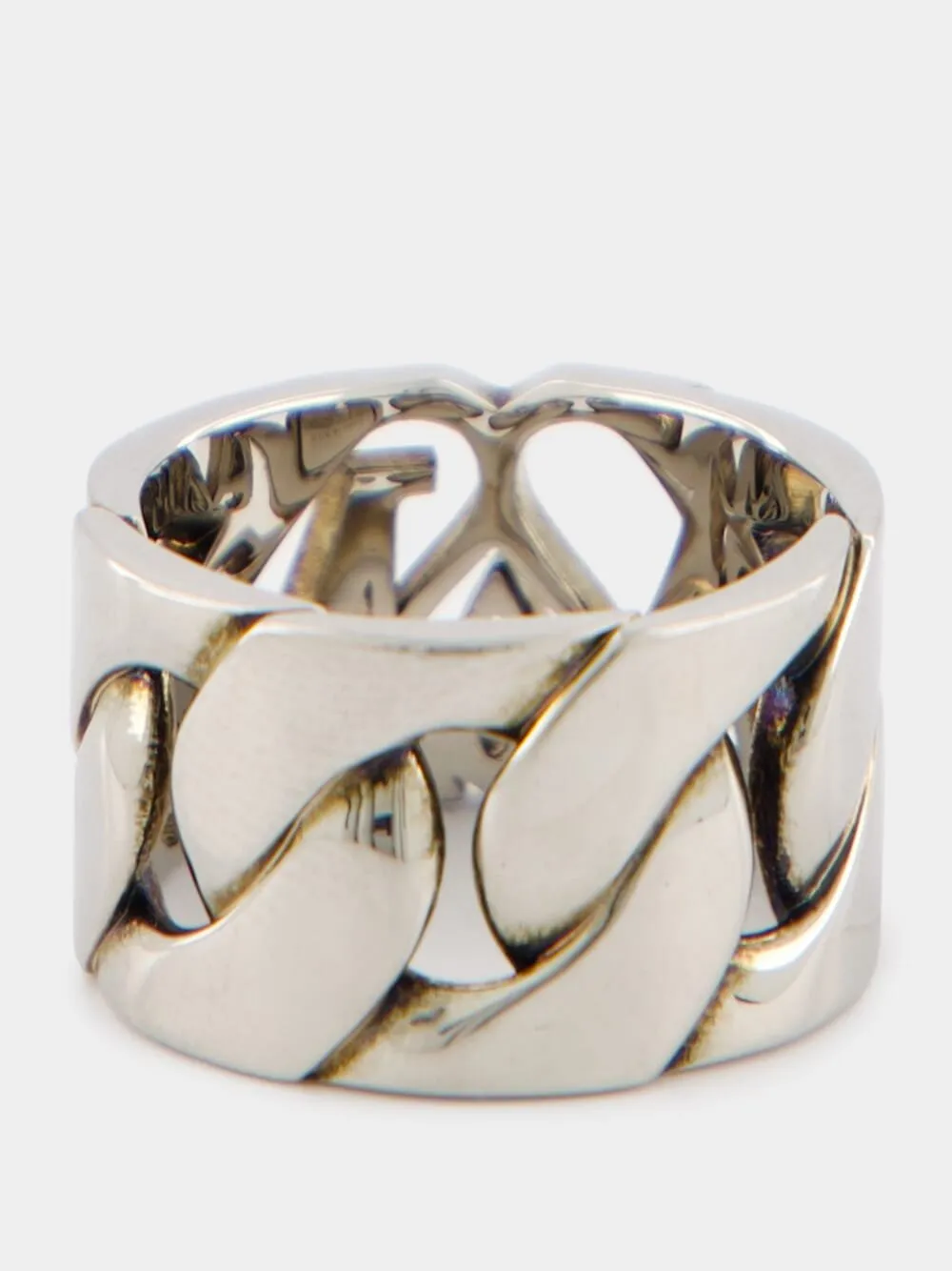 Antique Silver Seal Logo Chain Ring