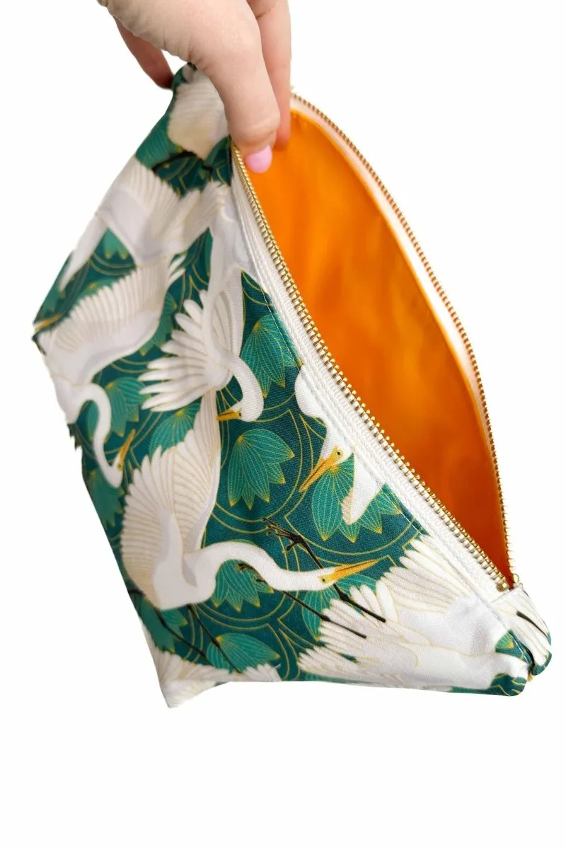 Art Deco Great Egret Maxx Cosmetic Bag