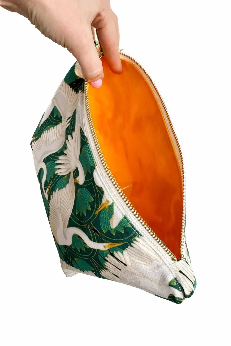 Art Deco Great Egret Maxx Cosmetic Bag