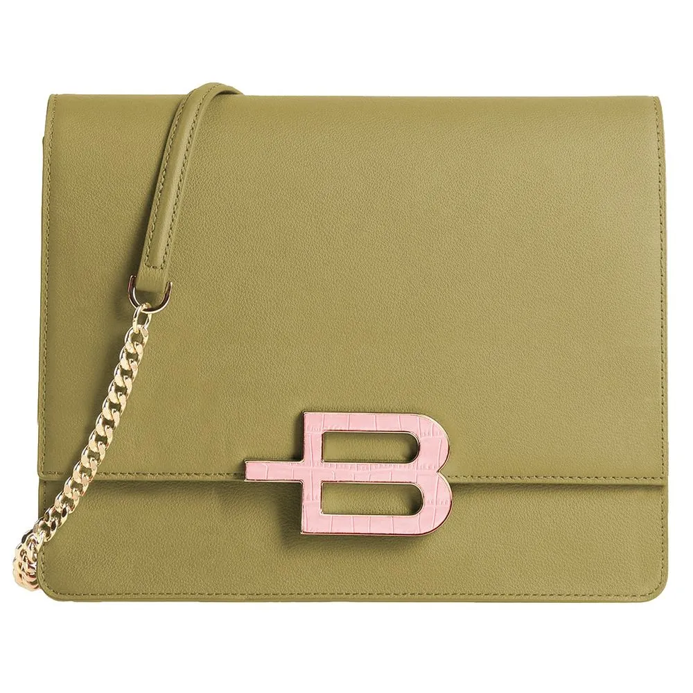 Baldinini Trend Green Leather Di Calfskin Crossbody Bag