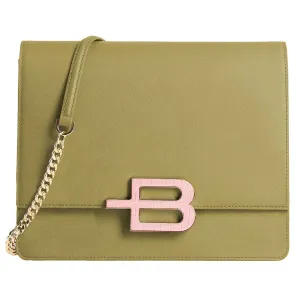 Baldinini Trend Green Leather Di Calfskin Crossbody Bag