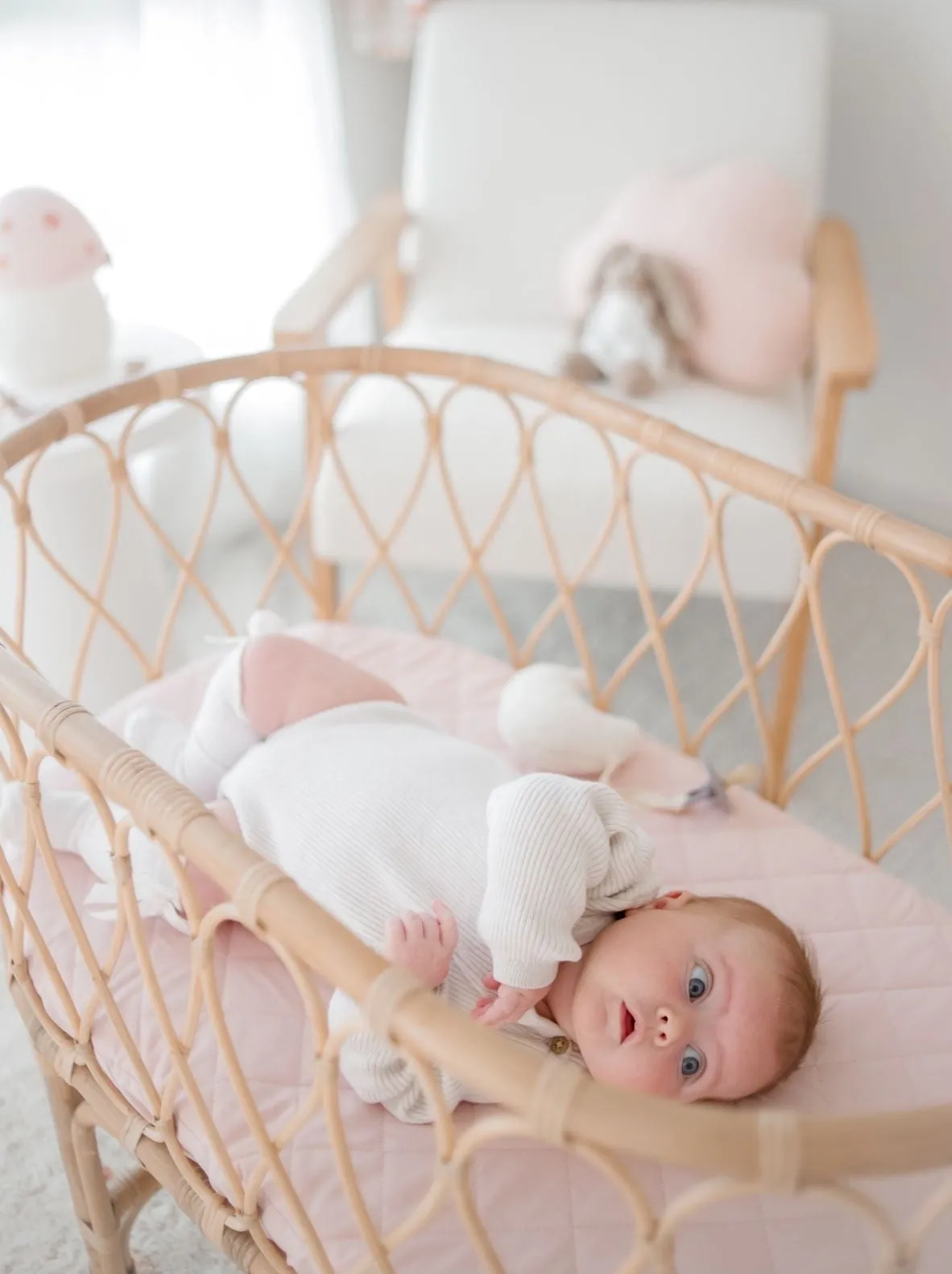 Bambella Designs Waterproof Bassinet Sheet/Change Mat Cover | Lullaby Pink