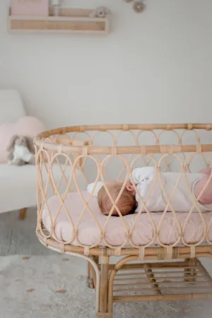 Bambella Designs Waterproof Bassinet Sheet/Change Mat Cover | Lullaby Pink