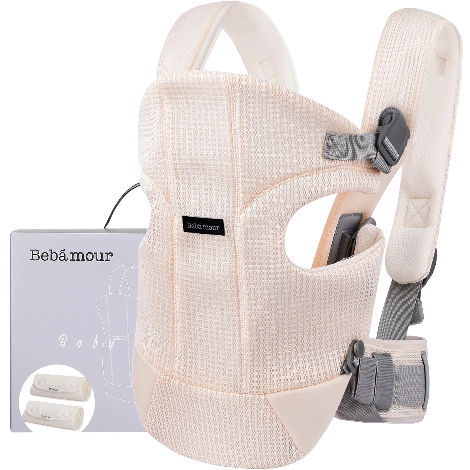 Bebamour Baby Carrier Front and Back Baby Carrier with 2 Shoulder Bibs