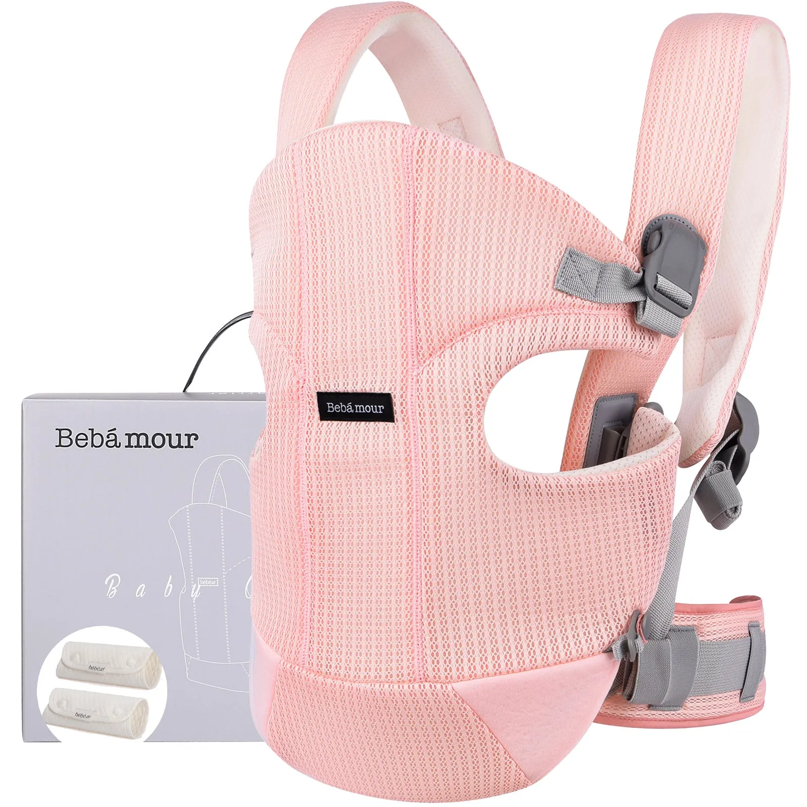 Bebamour Baby Carrier Front and Back Baby Carrier with 2 Shoulder Bibs
