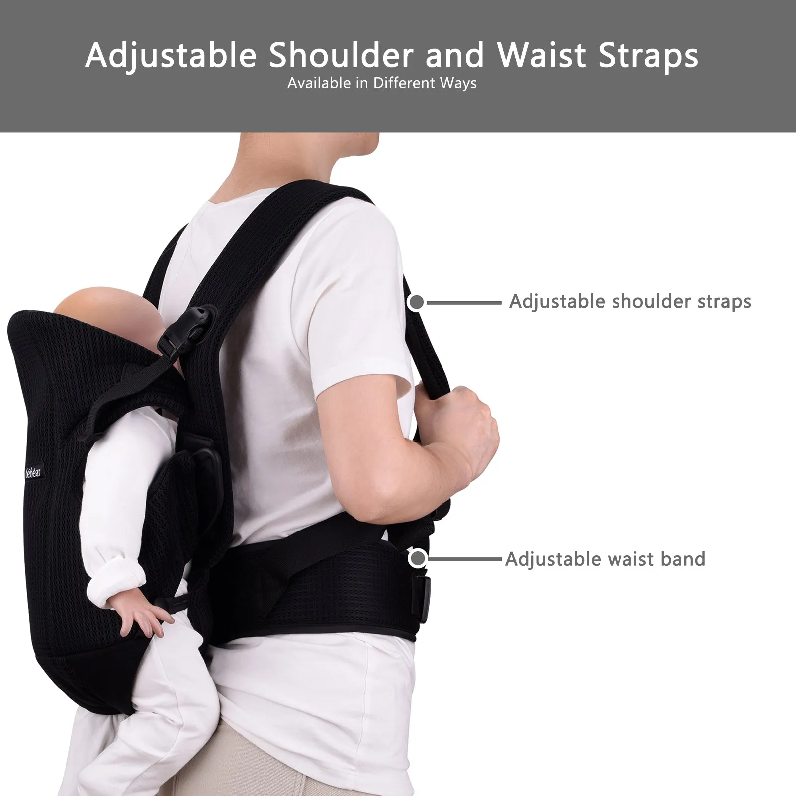 Bebamour Baby Carrier Front and Back Baby Carrier with 2 Shoulder Bibs