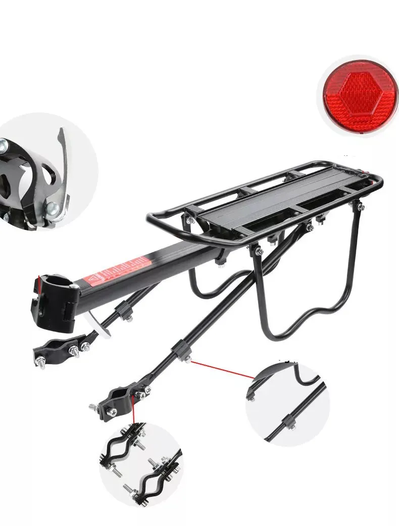 Bicycle aluminum luggage carrier Velo rear wheel transport carrier incl. reflector (up to 50kg) - black