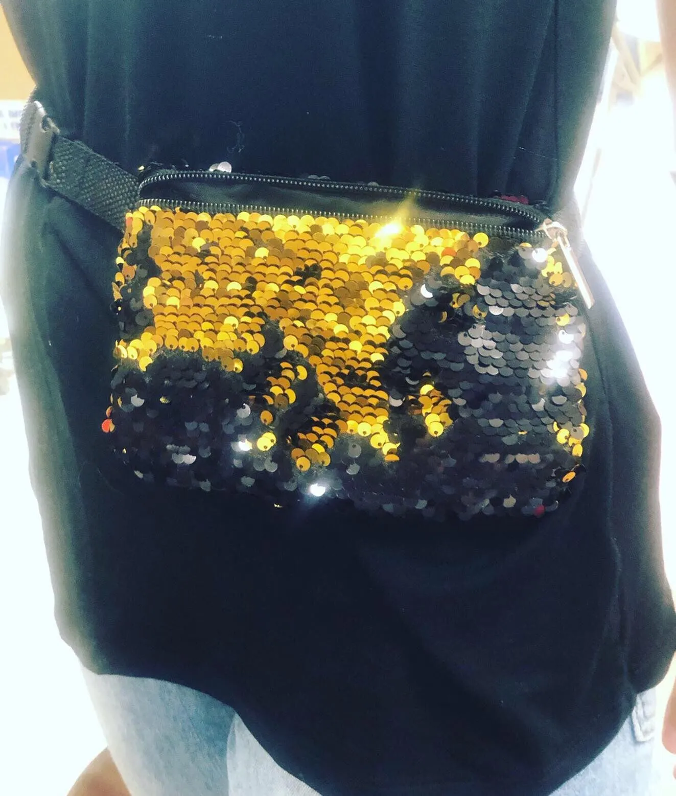 Black and Gold Reversible Crossbody Fanny/Sling Bag (NFL Compliant)