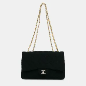 Black Cotton Jumbo Classic Single Flap Bag