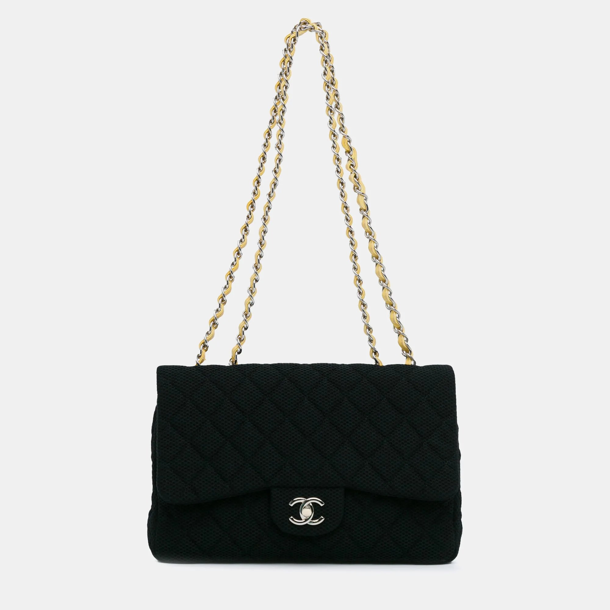 Black Cotton Jumbo Classic Single Flap Bag