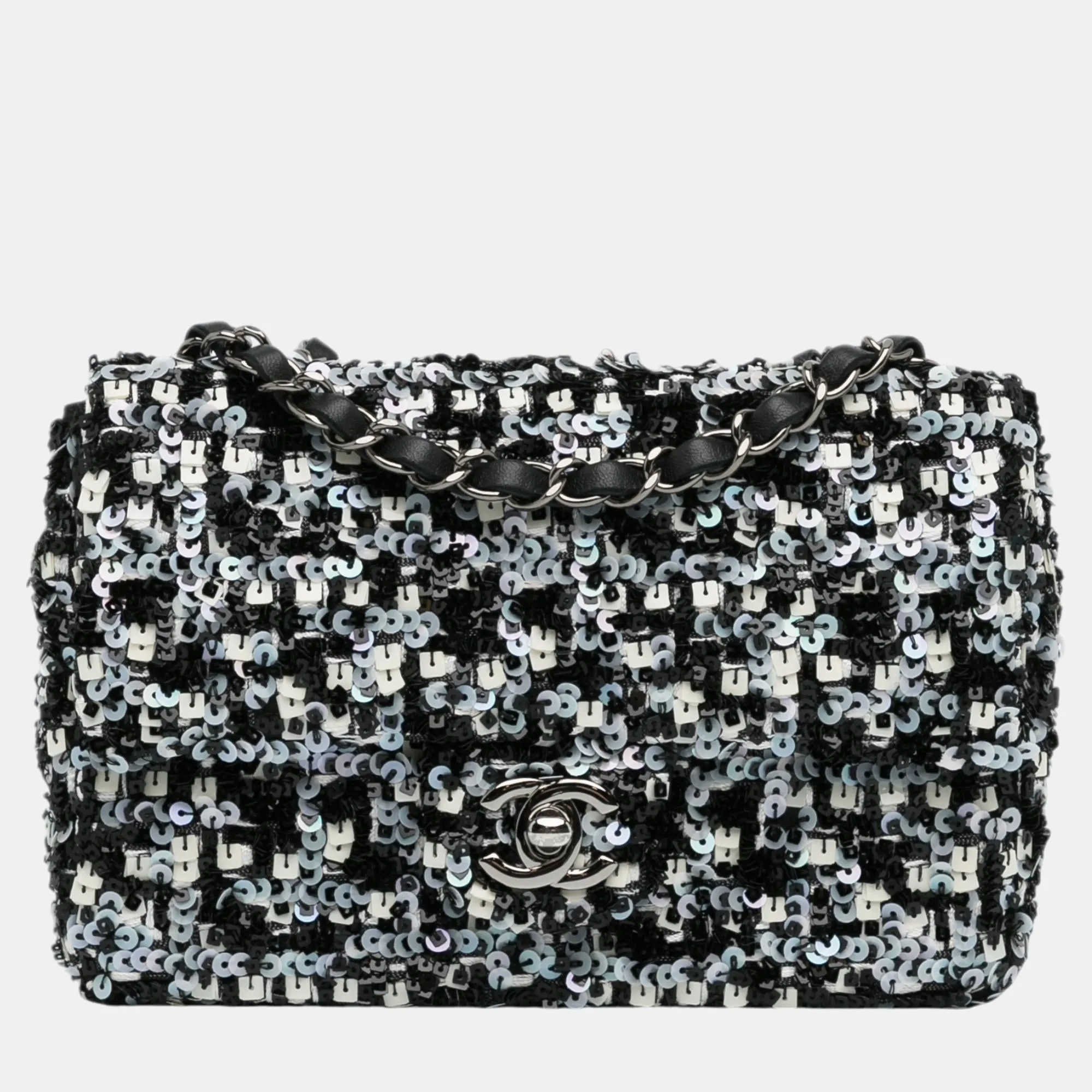 Black Mini Lambskin Sequin Single Flap