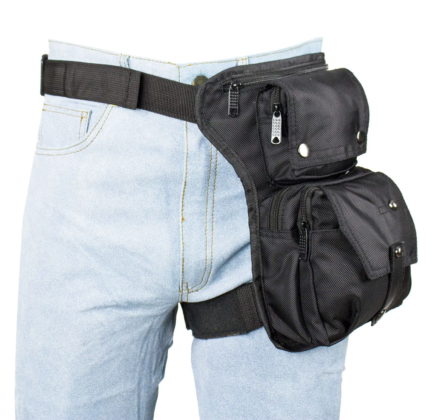 Black Textile Multi Pocket Thigh Bag with Gun Pocket