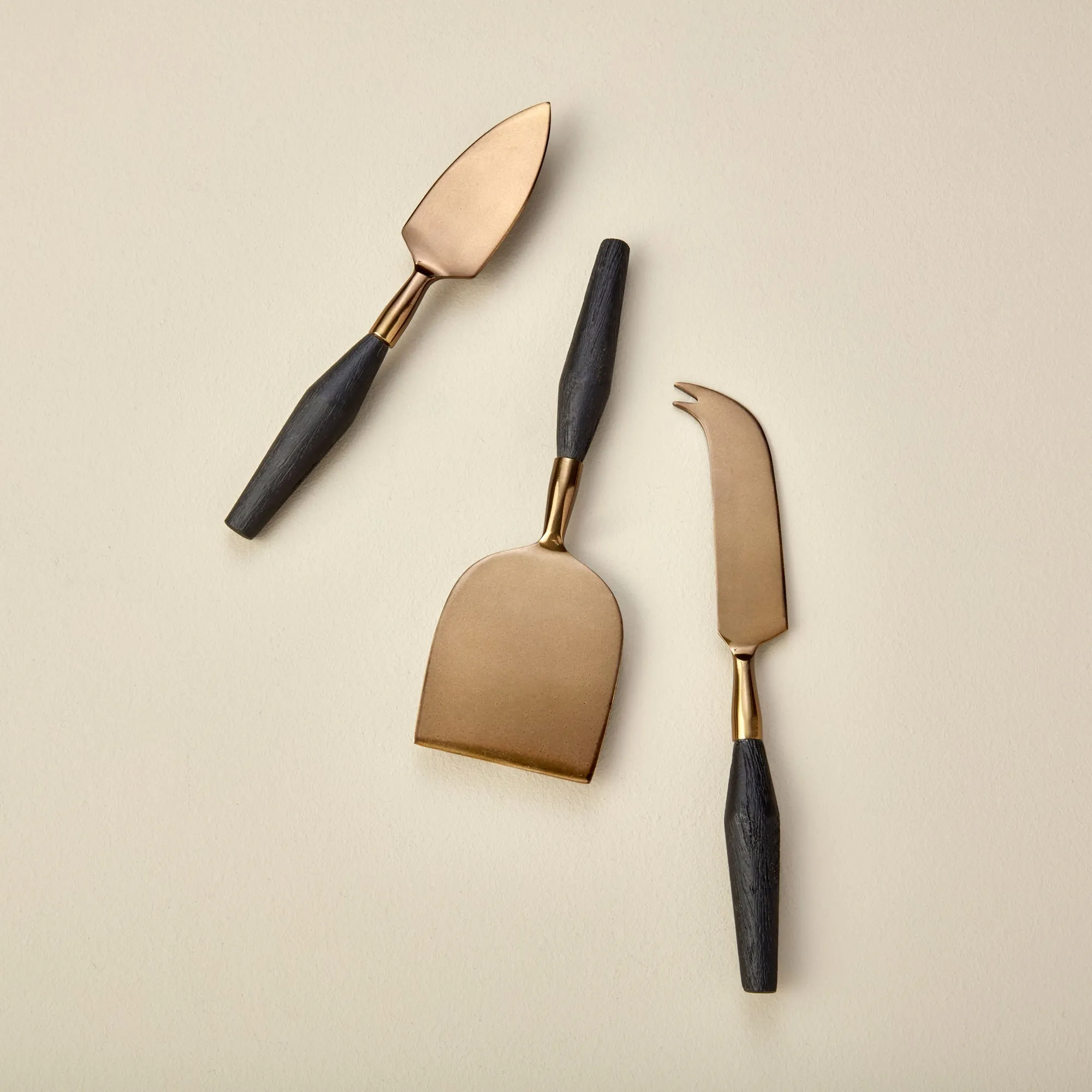 Black Wood & Antique Bronze Cheese Set