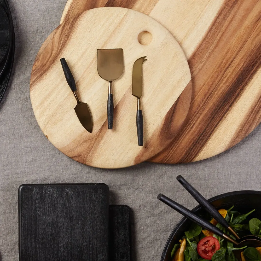 Black Wood & Antique Bronze Cheese Set