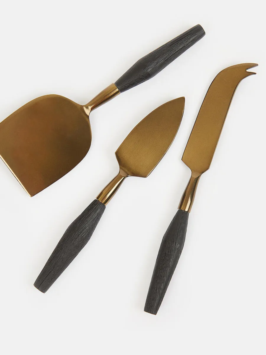 Black Wood & Antique Bronze Cheese Set
