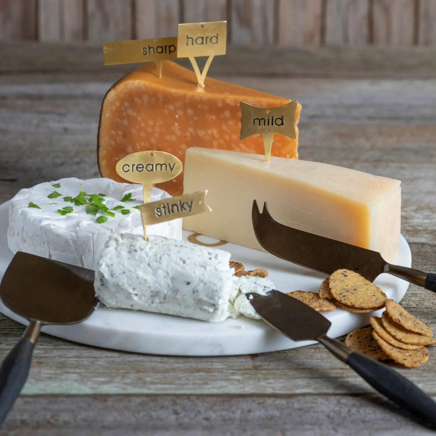 Black Wood & Antique Bronze Cheese Set