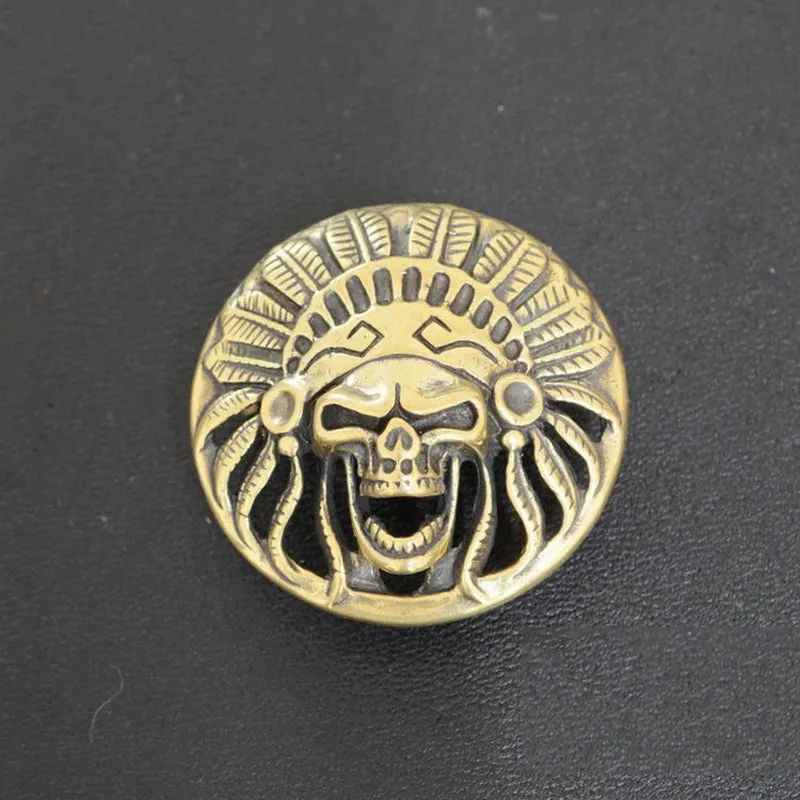 Brass Wallet Conchos Skull Conchos Button Indian Chief Conchos Screw Back Decorate Concho Skull Biker Wallet Concho Wallet Conchos