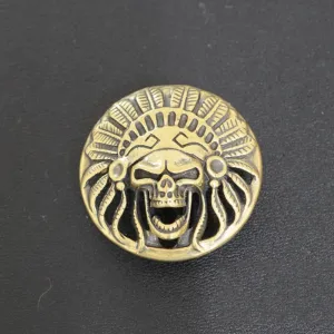 Brass Wallet Conchos Skull Conchos Button Indian Chief Conchos Screw Back Decorate Concho Skull Biker Wallet Concho Wallet Conchos