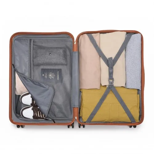 British Traveller 28-Inch Hard Shell Suitcase - Lightweight, Durable, Scratch-Resistant with TSA Lock - White