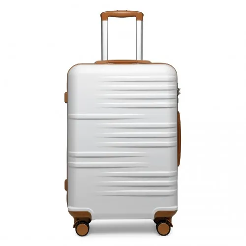 British Traveller 28-Inch Hard Shell Suitcase - Lightweight, Durable, Scratch-Resistant with TSA Lock - White