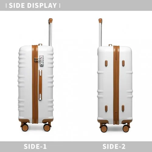 British Traveller 28-Inch Hard Shell Suitcase - Lightweight, Durable, Scratch-Resistant with TSA Lock - White