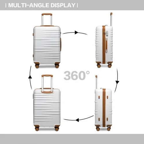 British Traveller 28-Inch Hard Shell Suitcase - Lightweight, Durable, Scratch-Resistant with TSA Lock - White