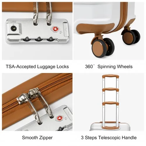 British Traveller 28-Inch Hard Shell Suitcase - Lightweight, Durable, Scratch-Resistant with TSA Lock - White