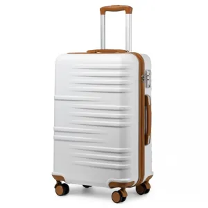 British Traveller 28-Inch Hard Shell Suitcase - Lightweight, Durable, Scratch-Resistant with TSA Lock - White