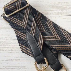 Brown and Black Chevron Print Woven Bag Strap
