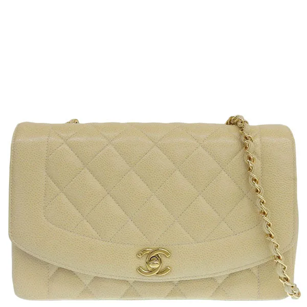 CHANEL Around 1992 Made Diana Flap Chain Bag 25Cm Beige