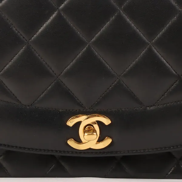 CHANEL Around 1992 Made Diana Flap Chain Bag 25Cm Black