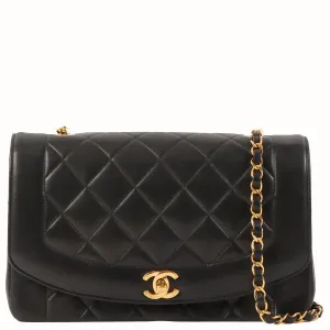 CHANEL Around 1992 Made Diana Flap Chain Bag 25Cm Black