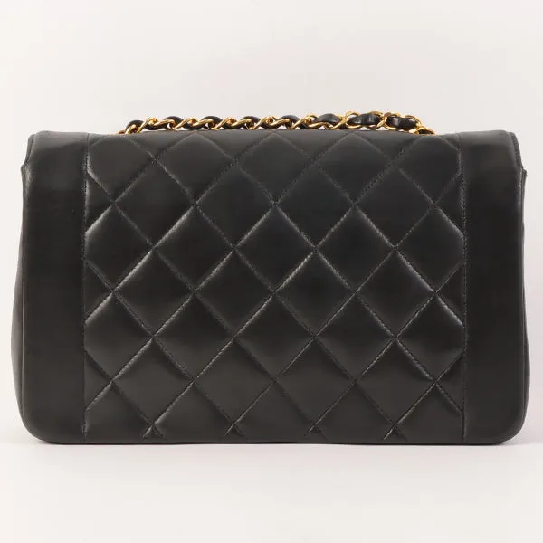 CHANEL Around 1992 Made Diana Flap Chain Bag 25Cm Black