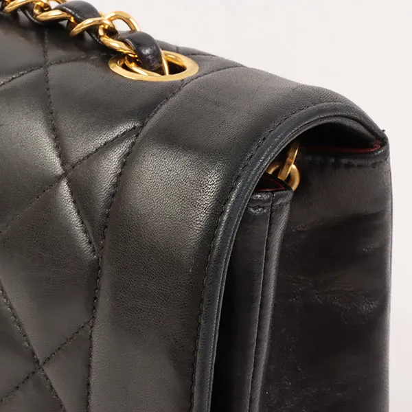 CHANEL Around 1992 Made Diana Flap Chain Bag 25Cm Black