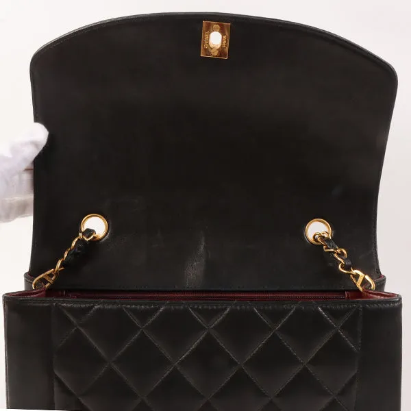 CHANEL Around 1992 Made Diana Flap Chain Bag 25Cm Black