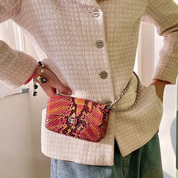 Chanel Around 2000 Made Python Cc Mark Mini Chain Bag Multi