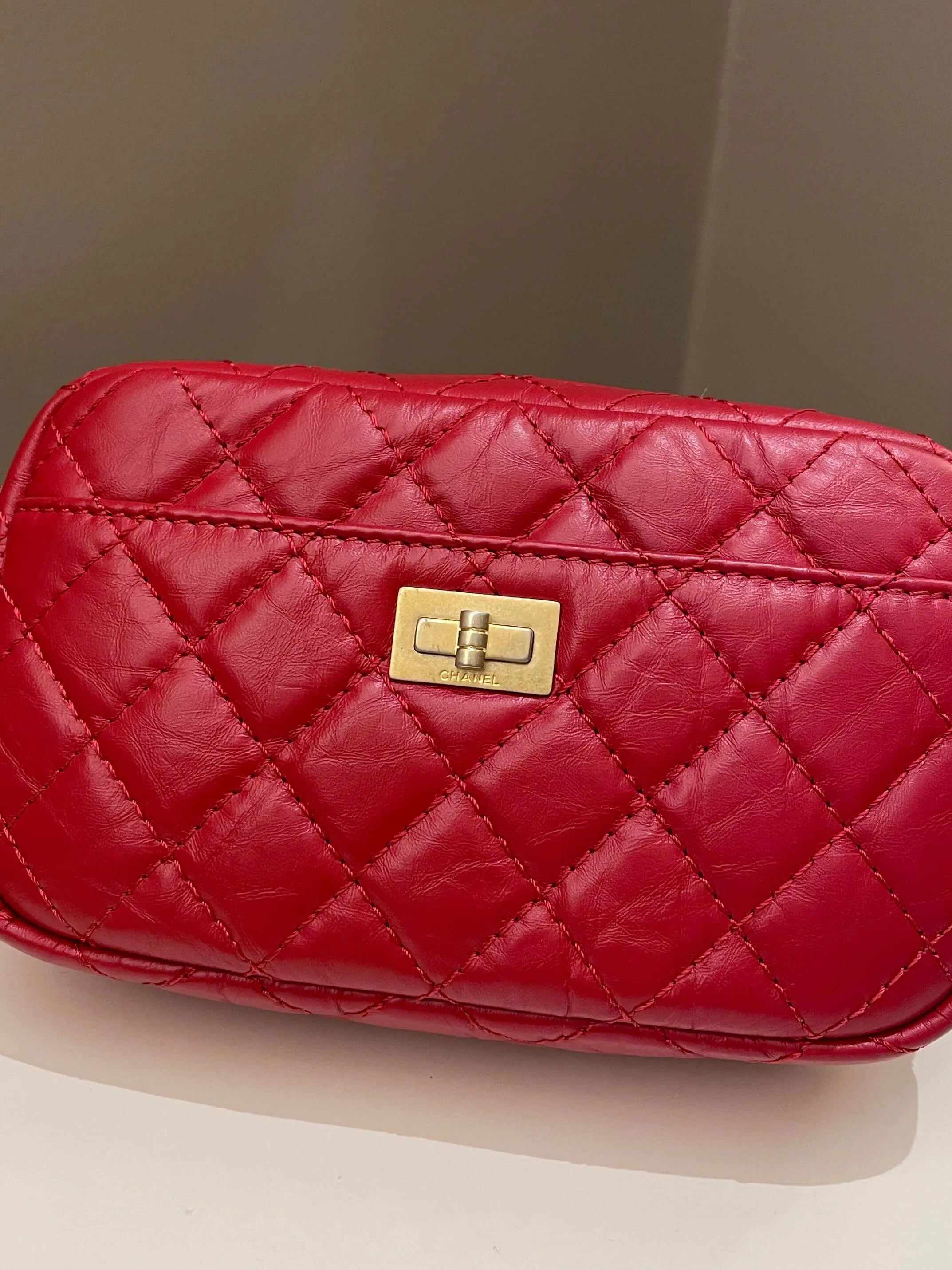 Chanel Quilted 2.55 Reissue Camera Bag Red Aged Calfskin
