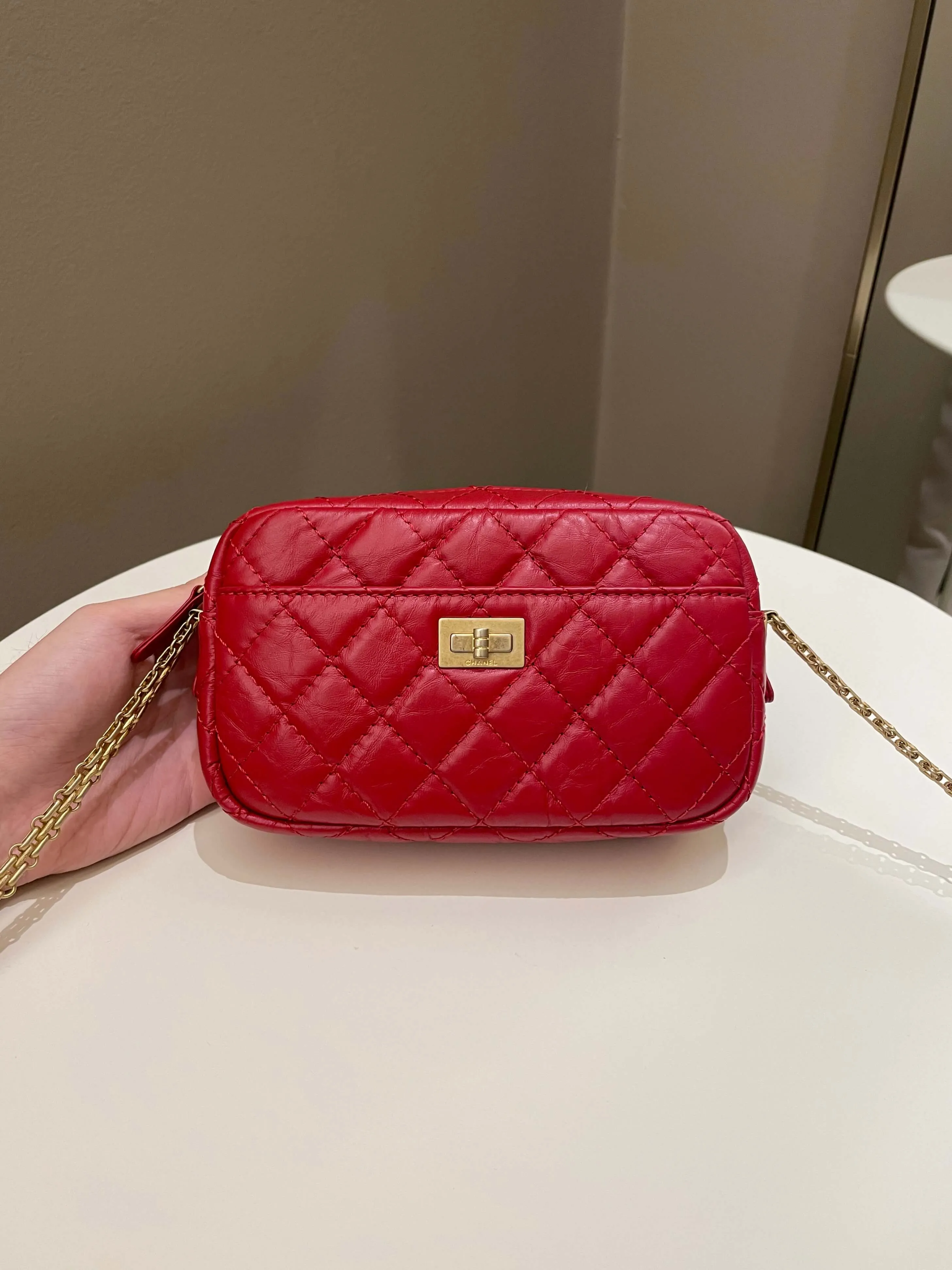 Chanel Quilted 2.55 Reissue Camera Bag Red Aged Calfskin