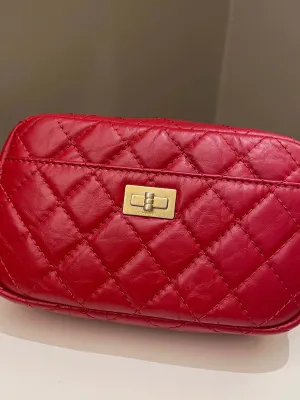 Chanel Quilted 2.55 Reissue Camera Bag Red Aged Calfskin