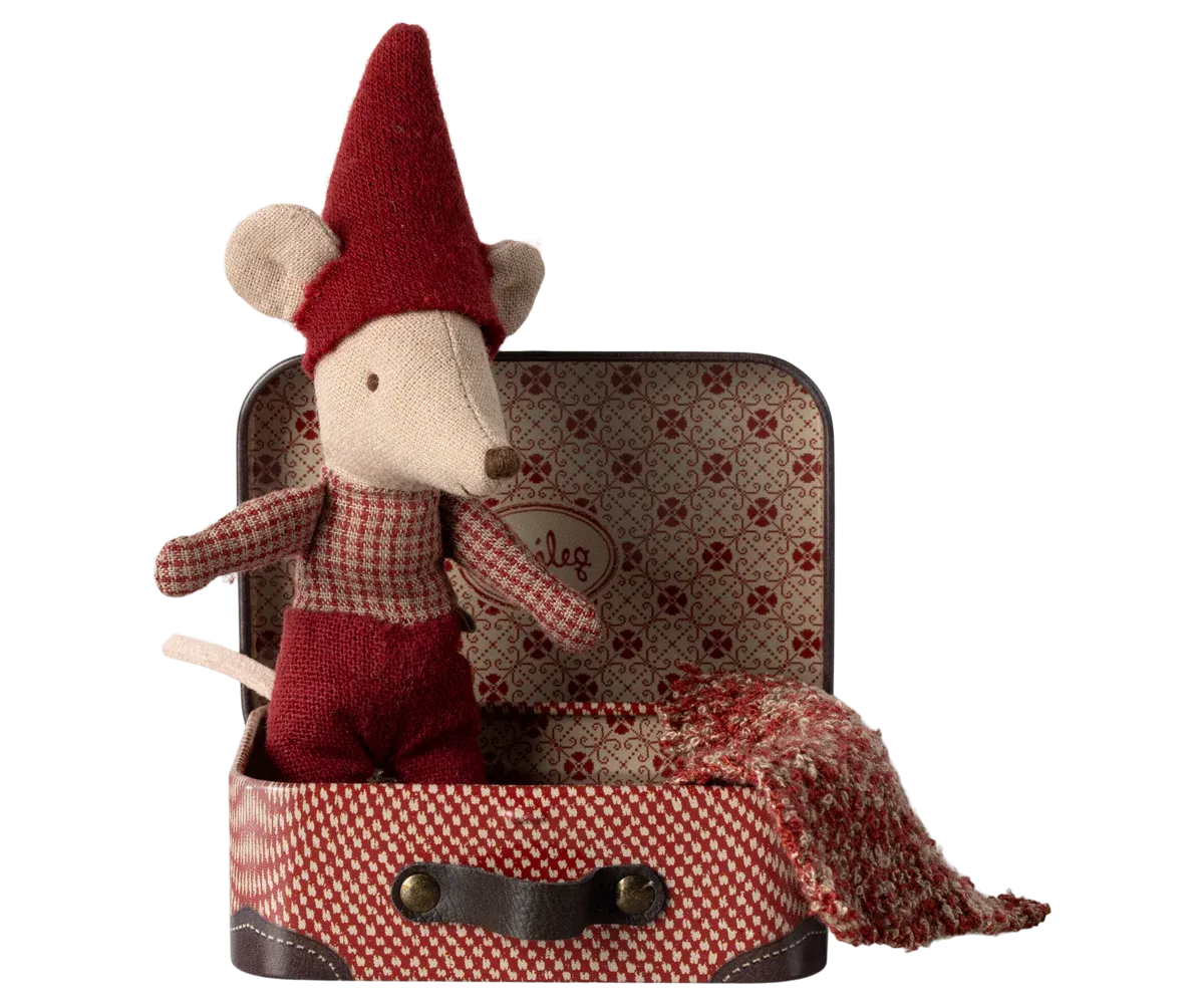 Christmas Mouse with Travel Suitcase