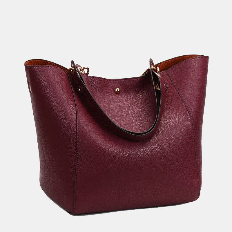 Classic Tote For Women Plain Color Office Work Commuter Bag Set